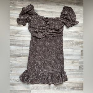 Brown Smocked Ruffle Dress by The Impeccable Pig – Small, Stretchy & Feminine